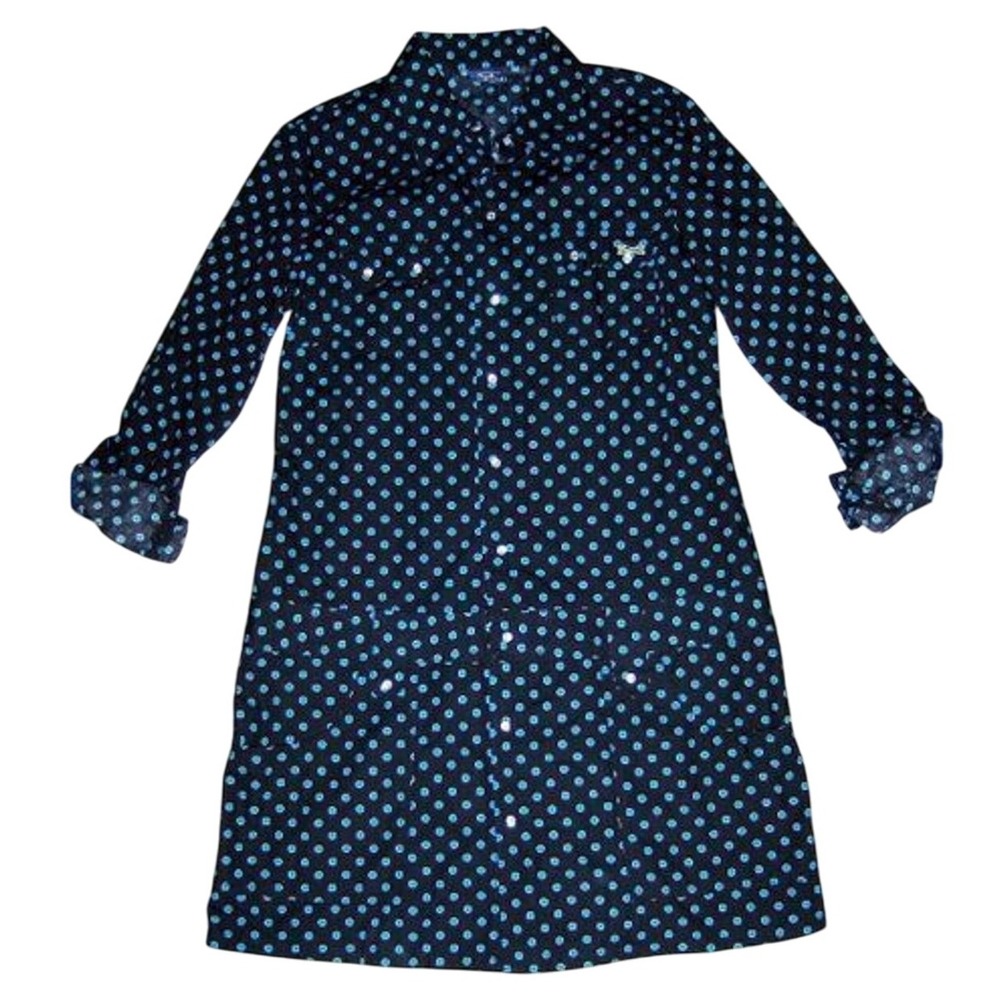 LE TIGRE NEW Juniors M MEDIUM Black Blue Dot WAITRESS Mini Dress Punk Emo